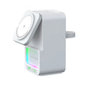 White and black Bluetooth speaker wireless charger with magnetic charging and QC3.0 fast charging