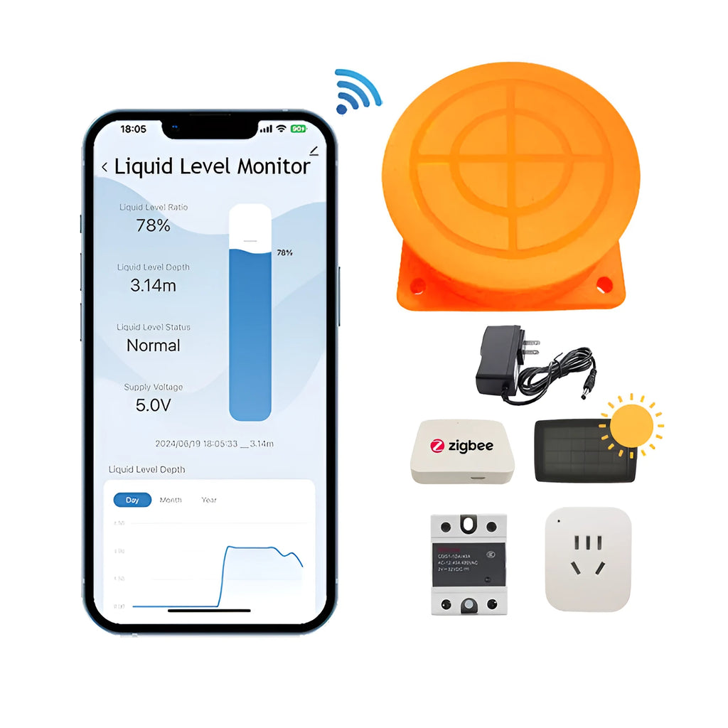 Moray ME201W wireless fluid level sensor for remote water and oil tank monitoring via smartphone app