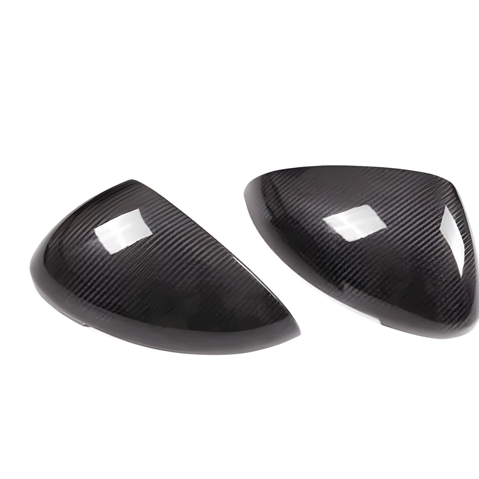 Carbon fibre mirror covers for Porsche Macan with dimensions 27.5x16.3x13.8cm