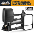 Black foldable rearview mirror pair for Toyota Land Cruiser 100 replacement