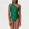 Women's one-piece swimsuit with skirt in polyester fabric for swimming activities