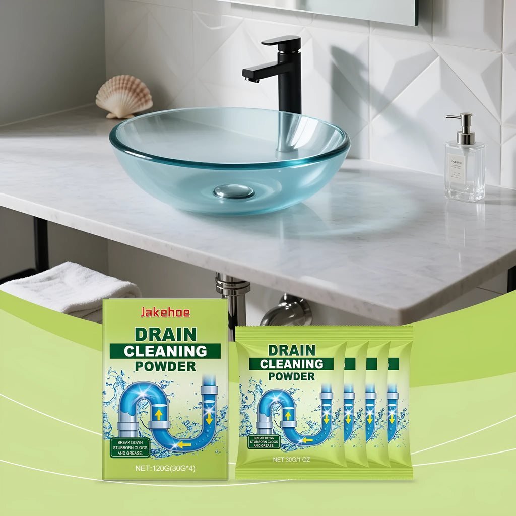 120g pack of drain cleaning powder for unblocking sinks and pipes.