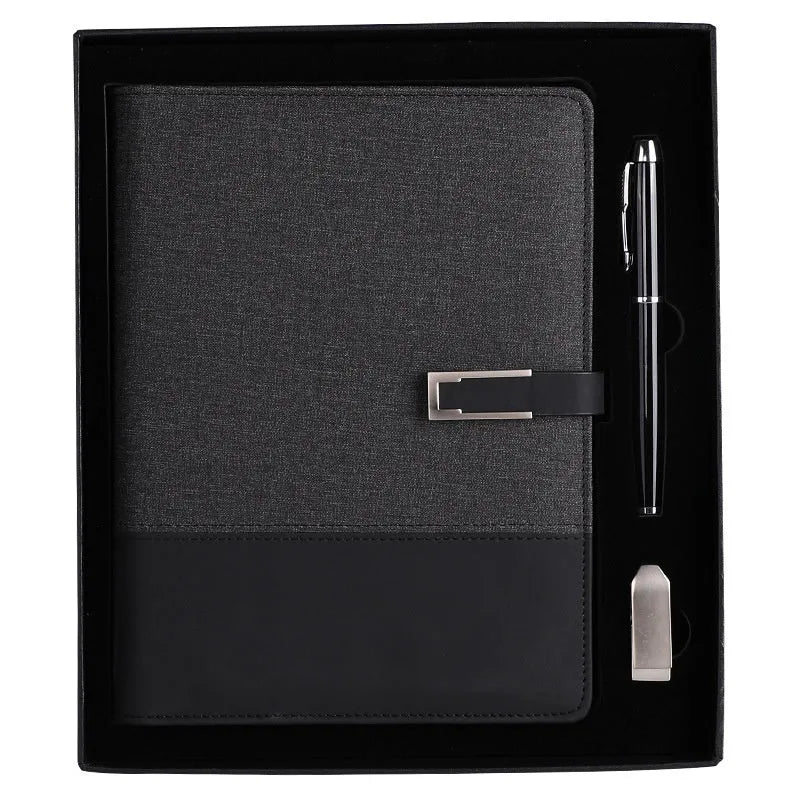 A5 leather notebook in business brown colour with wood-free paper pages and gift box packaging