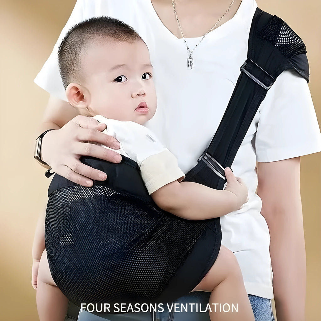 Baby waist stool carrier for newborns and children up to 25kg in cloth black, green, gray, or pink