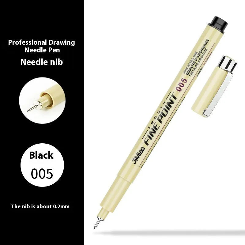 Needle drawing pen with syringe cartoon design, 133mm long with waterproof black ink
