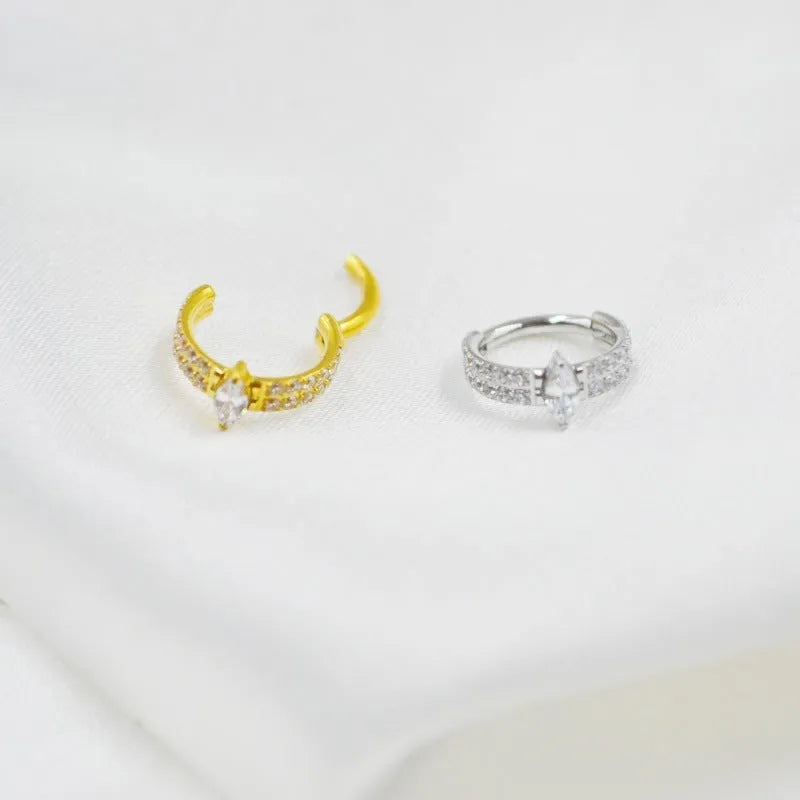 Ladies' heart-shaped zircon earrings in 316 titanium steel with diamond treatment