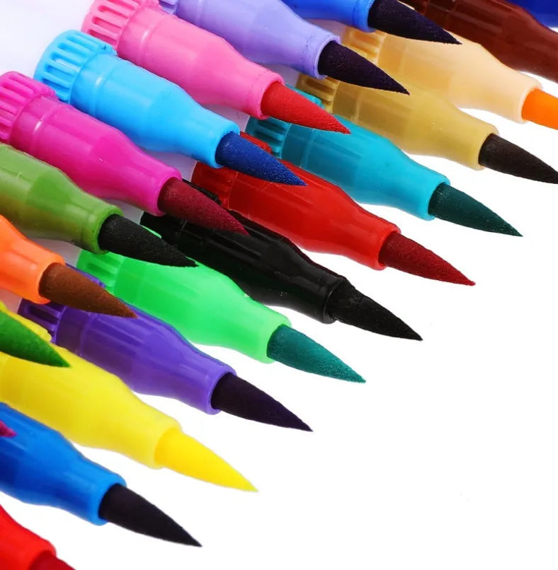 Set of watercolour brush pens with plastic barrels in a case, showing multiple colour options for art and promotion.