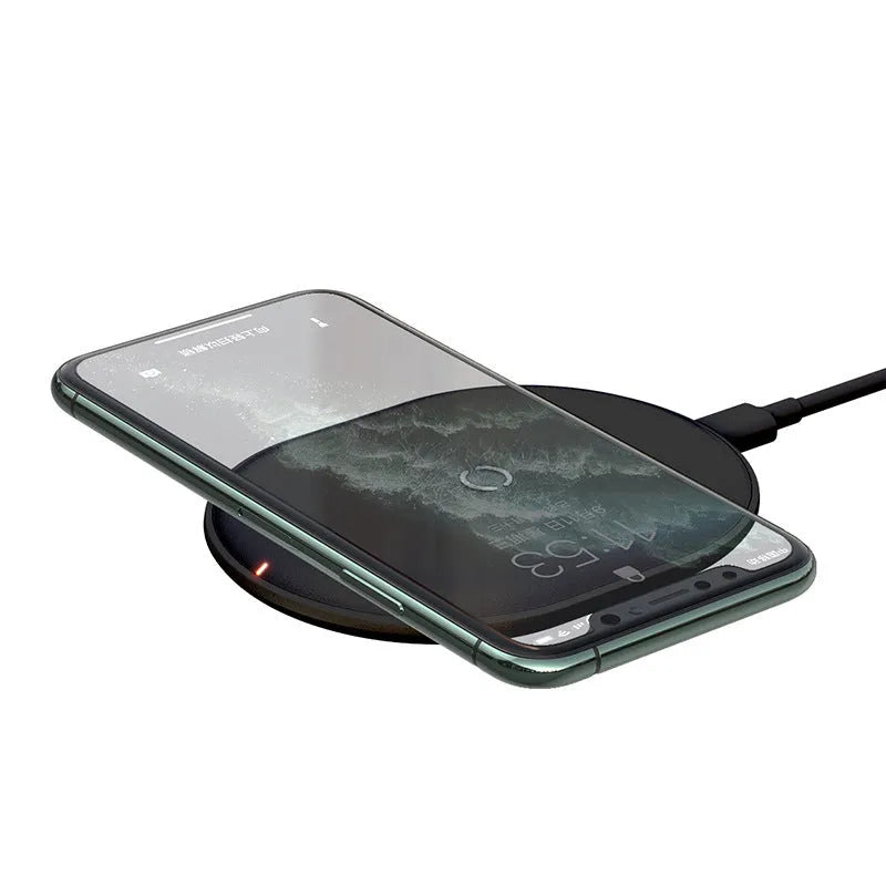 Baseus 15W wireless charging pad for mobile phones in black or white with textured surface