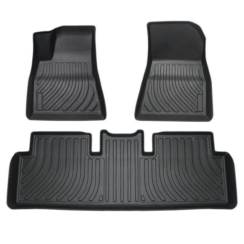 Rubber car floor mat for Tesla vehicles with TPE footrest section