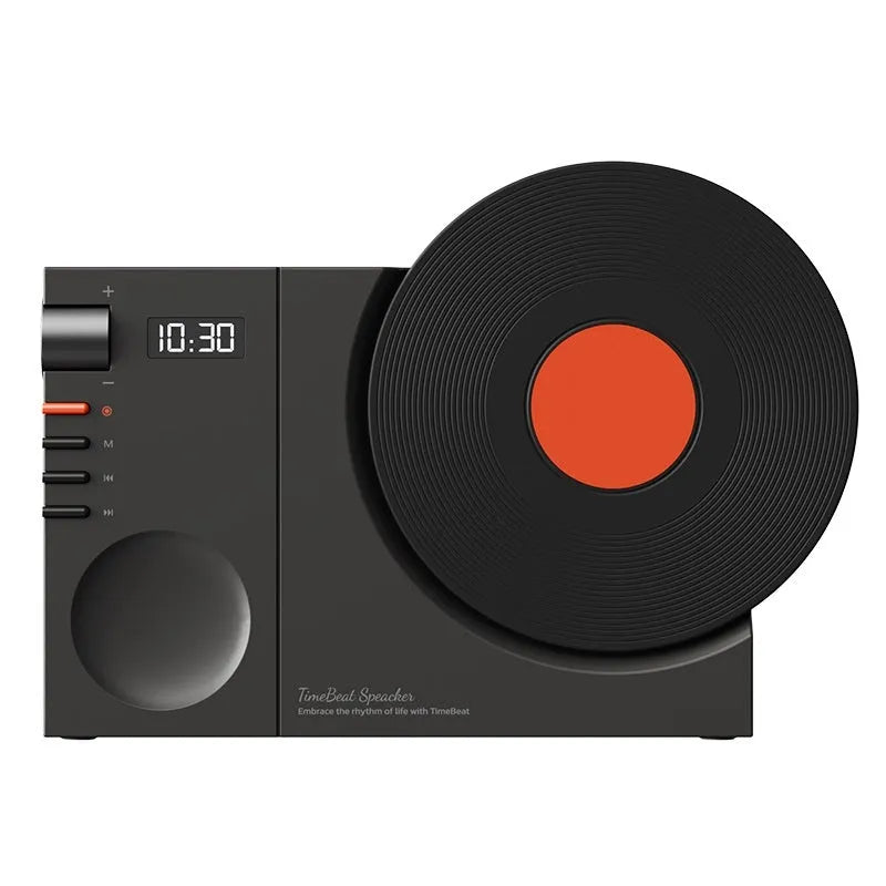 Mini Bluetooth portable speaker in Obsidian Black colour showing compact design with control buttons and card slot