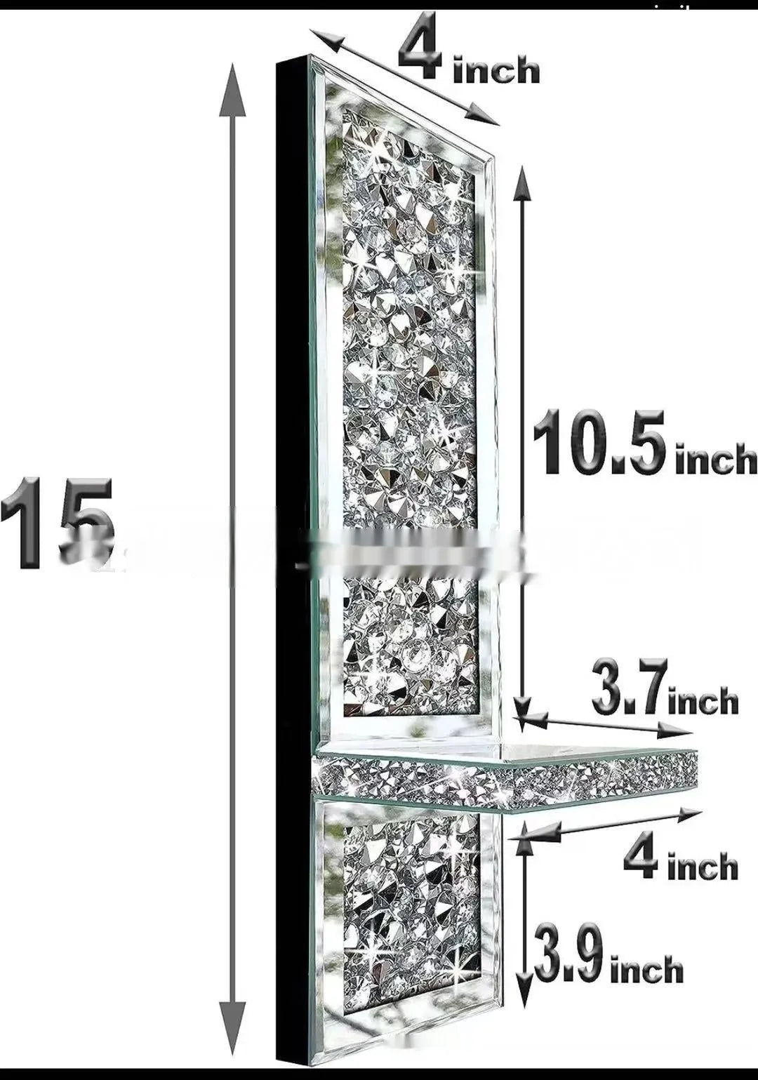 Silver mirror glass candle holder pair for wall hanging, modern crystal design