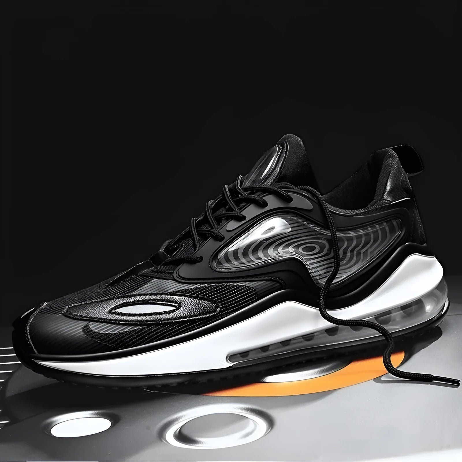 Men's summer casual shoes in Space Black colour with height increasing design and rubber sole