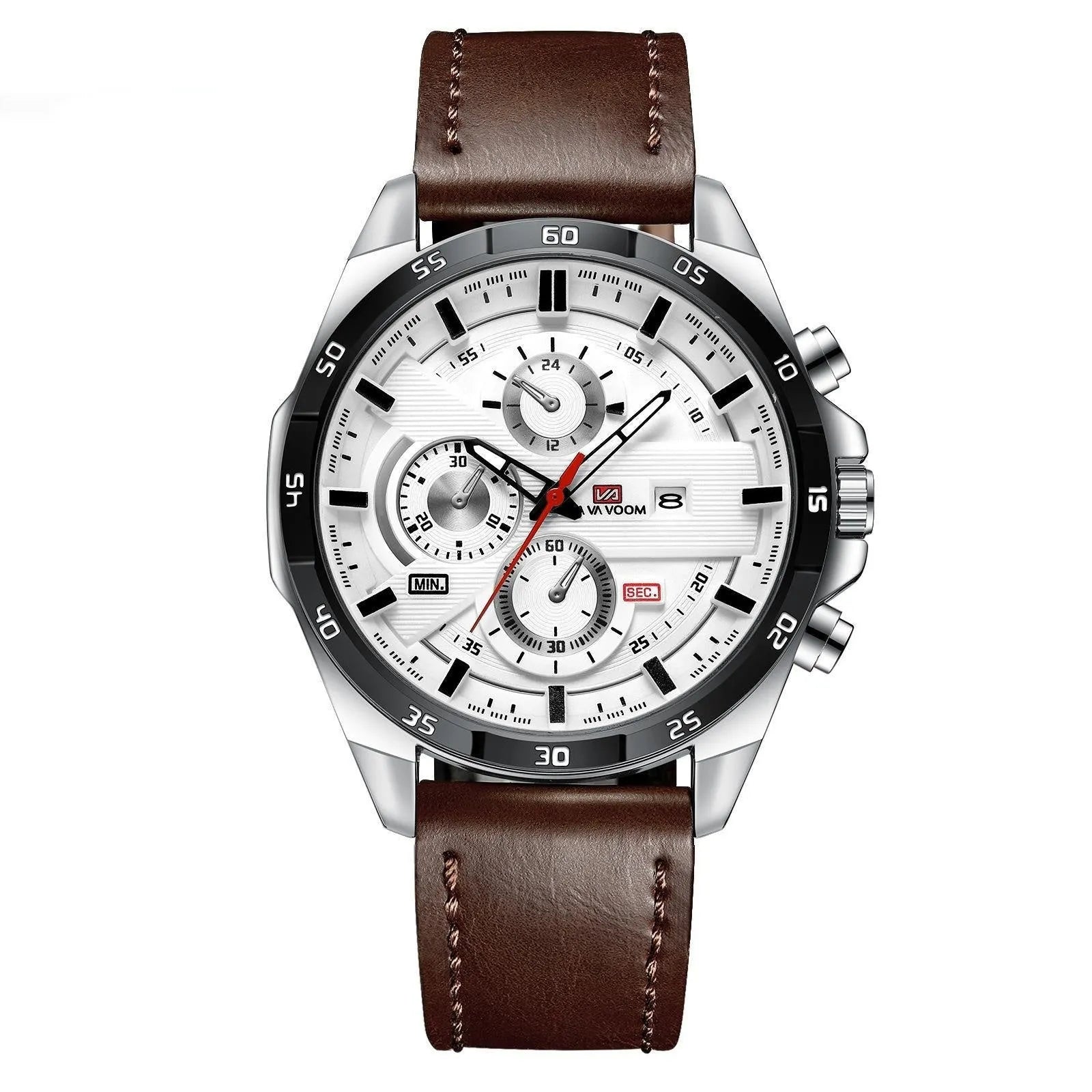 Men's casual quartz watch with waterproof construction and calendar function in multiple colour options