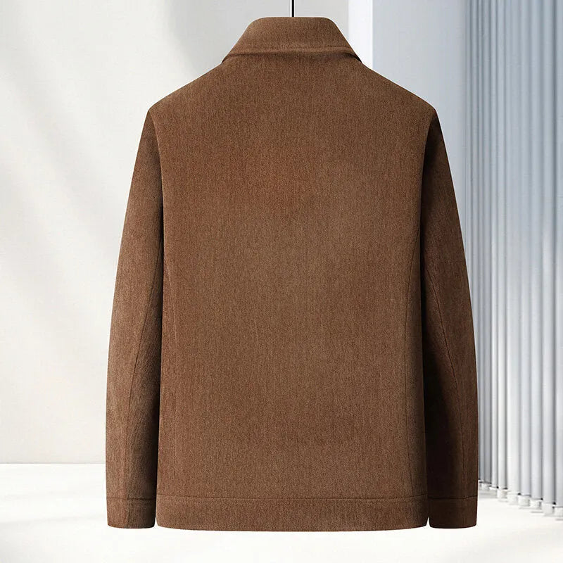 Men's slim-fit lapel casual coat in polyvinyl alcohol fibre with thickening lining