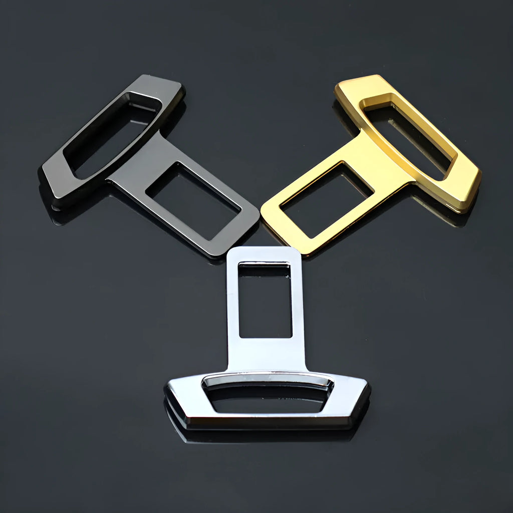Metal car audio silencer insert shown in matte black, gold, and silver colour options.