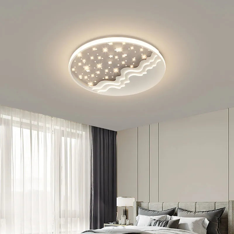 Moon style wrought iron and acrylic ceiling light in simple modern design for bedroom or living room
