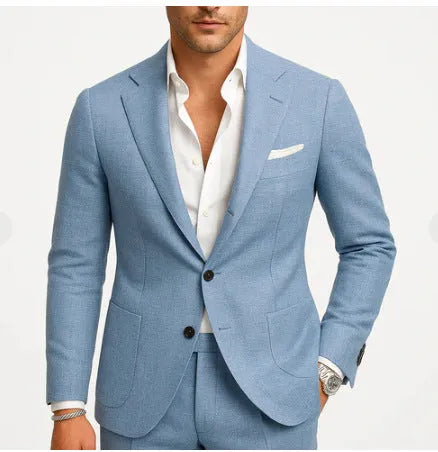 Two-piece men's digital printing suit with two buttons, army green colour, nylon blend fabric