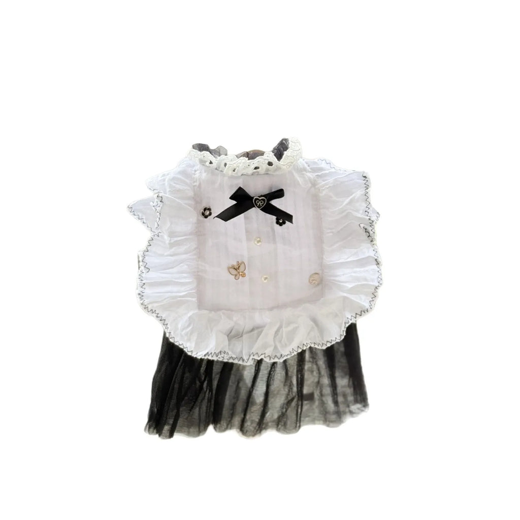 White polyester princess-style waltz gauze skirt for a small dog on a mannequin.