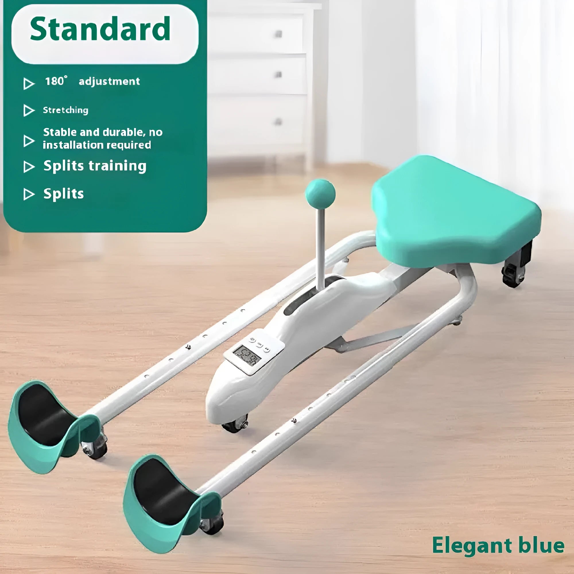 Horse leg opener stretching equipment in blue with steel frame and foam padding
