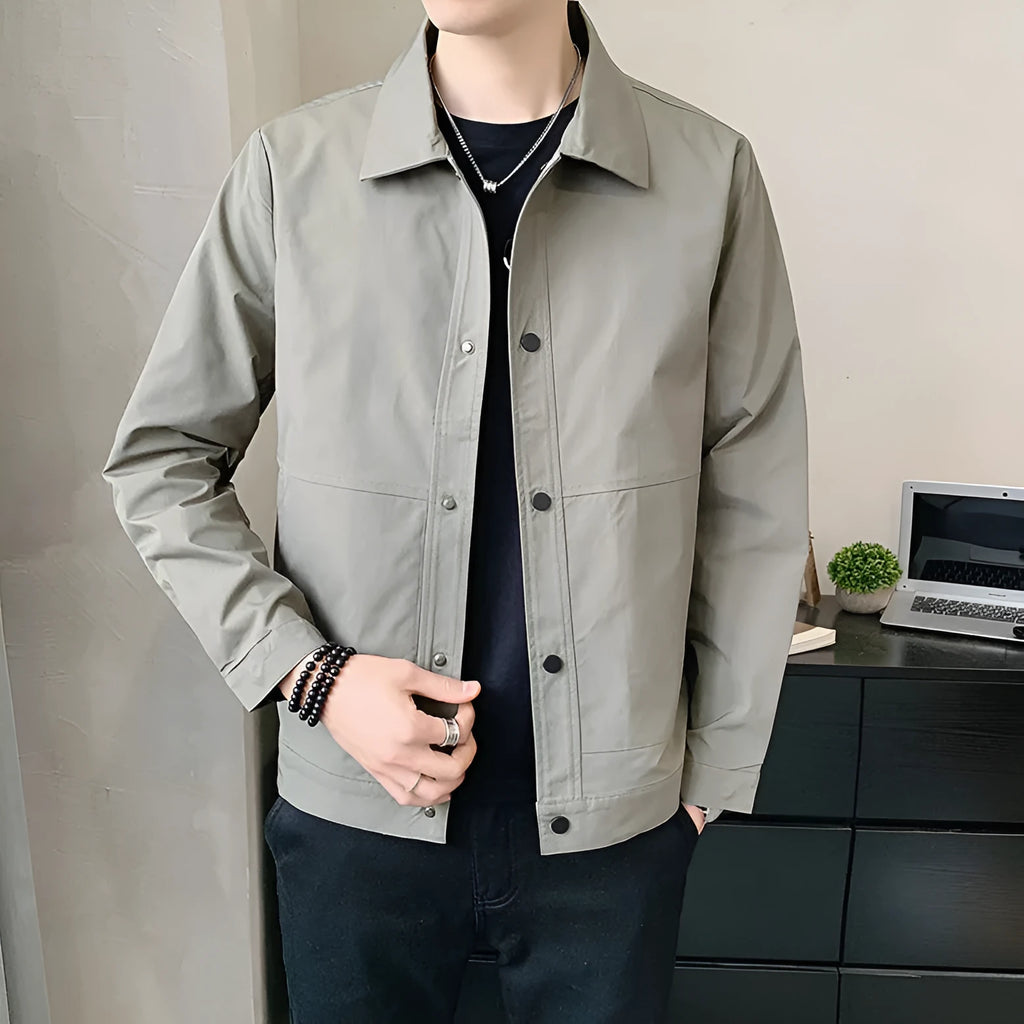 Korean-style thin men's jacket in polyester fabric for spring and autumn wear