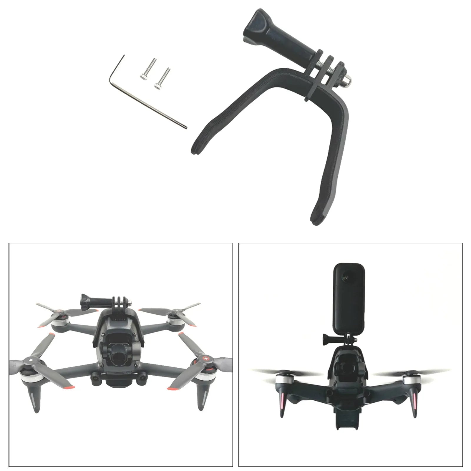 3D printed hard plastic FPV action camera expansion bracket with sponge padding