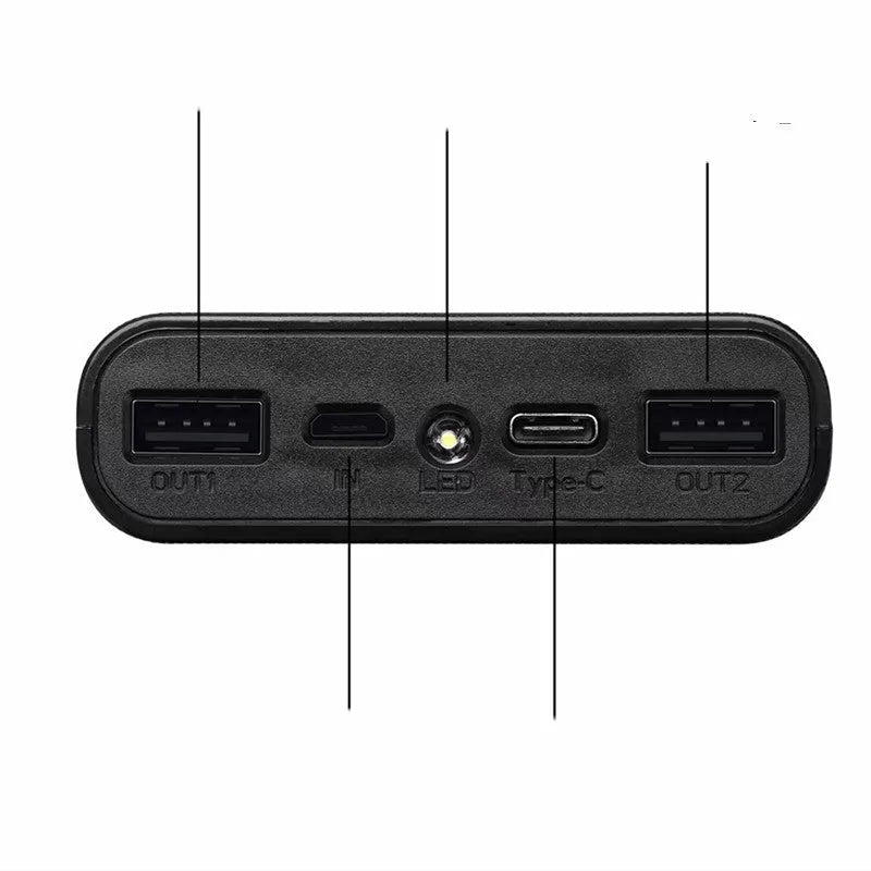 Digital display power bank DIY kit components with plastic shell and circuit board