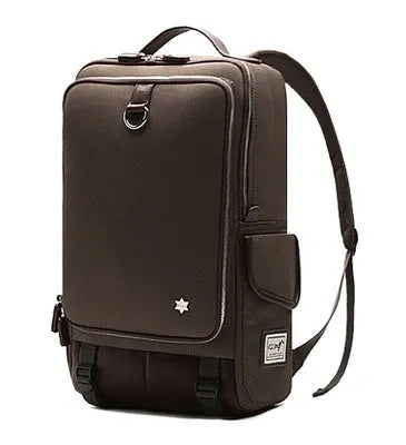 Korean style Oxford cloth men's backpack in seven colour options showing 30cm width by 16cm depth by 46cm height dimensions