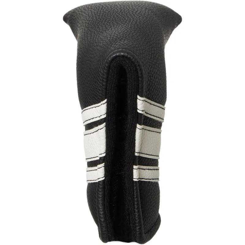 Black PU leather golf head cover case with zippered closure for push rod protection