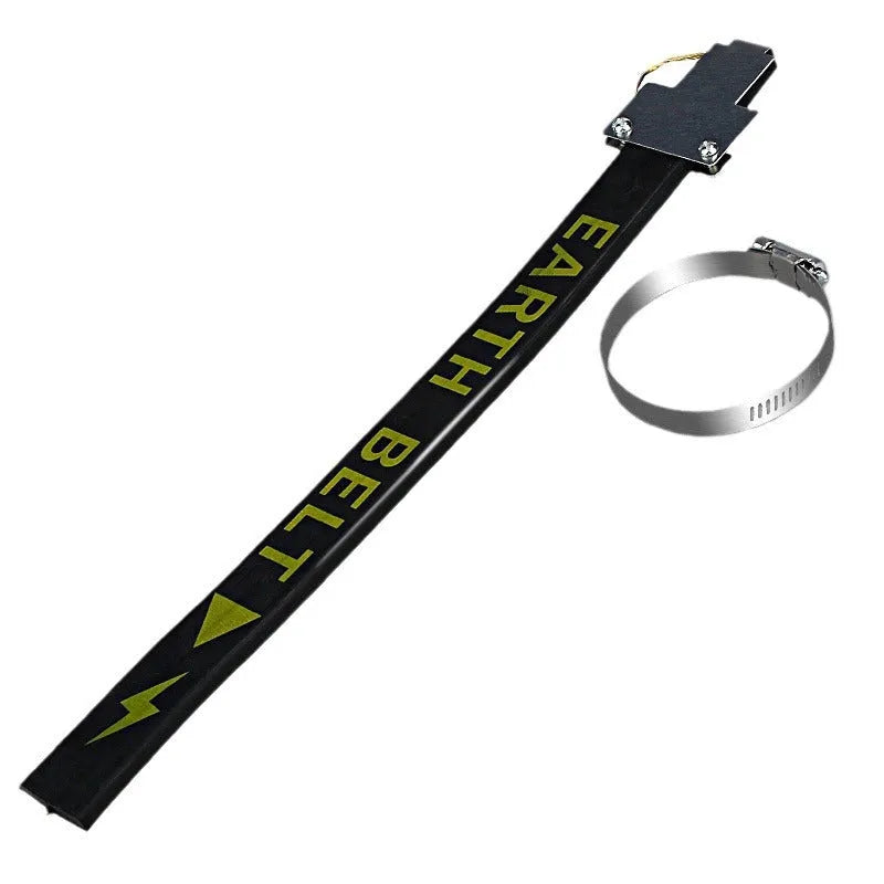 Black car electrostatic grounding belt with rubber casing and copper wire, 370mm long