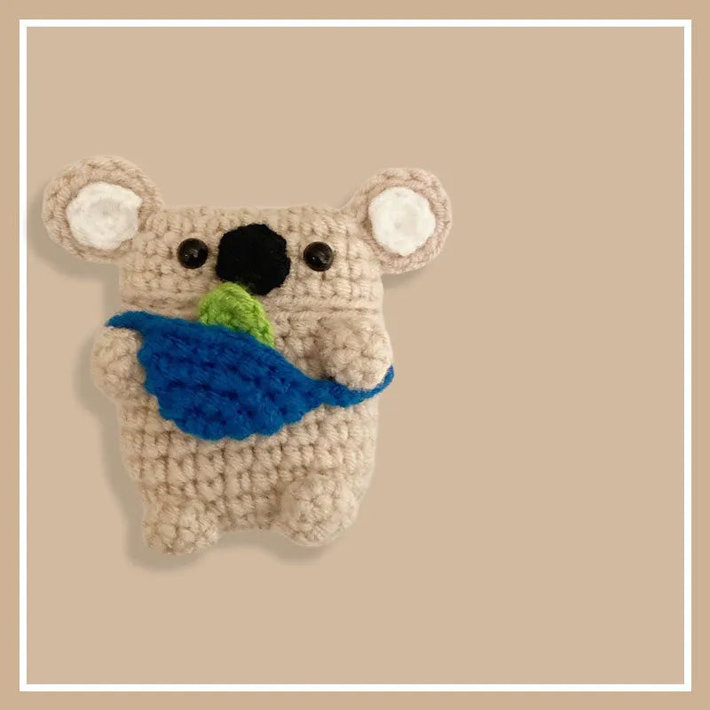Handmade knitted koala bear backpack design protective case for Apple AirPods wireless earbuds