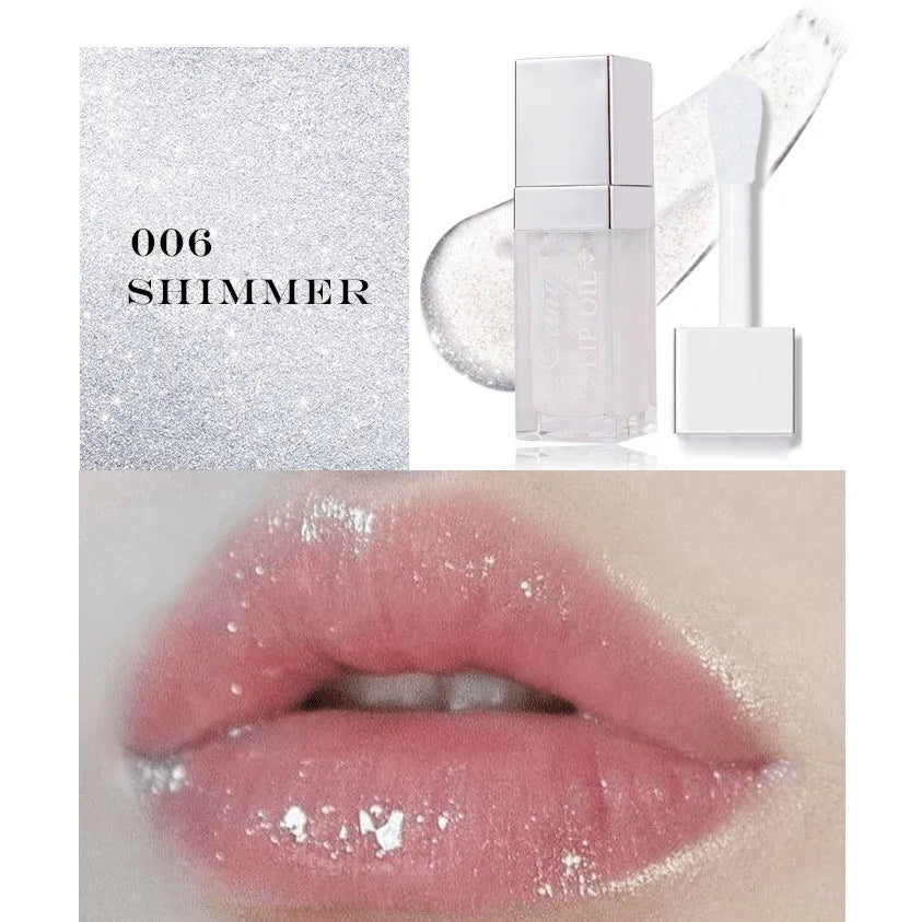 Bright mint lip gloss tube with five colour options showing moisturising and repairing lipstick