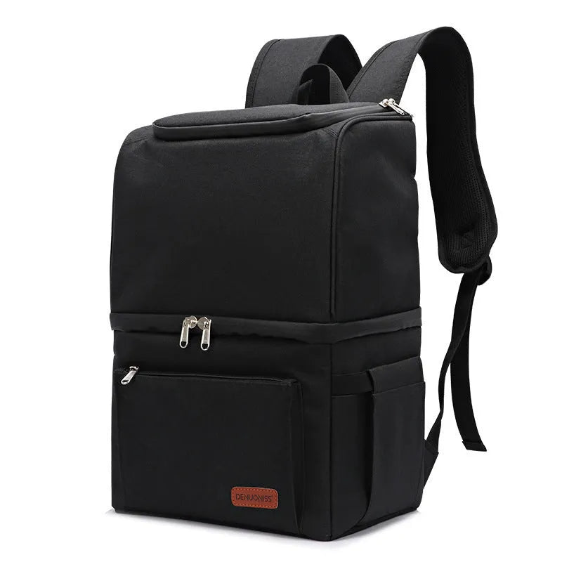 Double layer insulated backpack in Oxford cloth with ice pack compartment and shoulder straps
