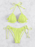 Women's steel bracket bikini swimsuit in polyester with wired top support