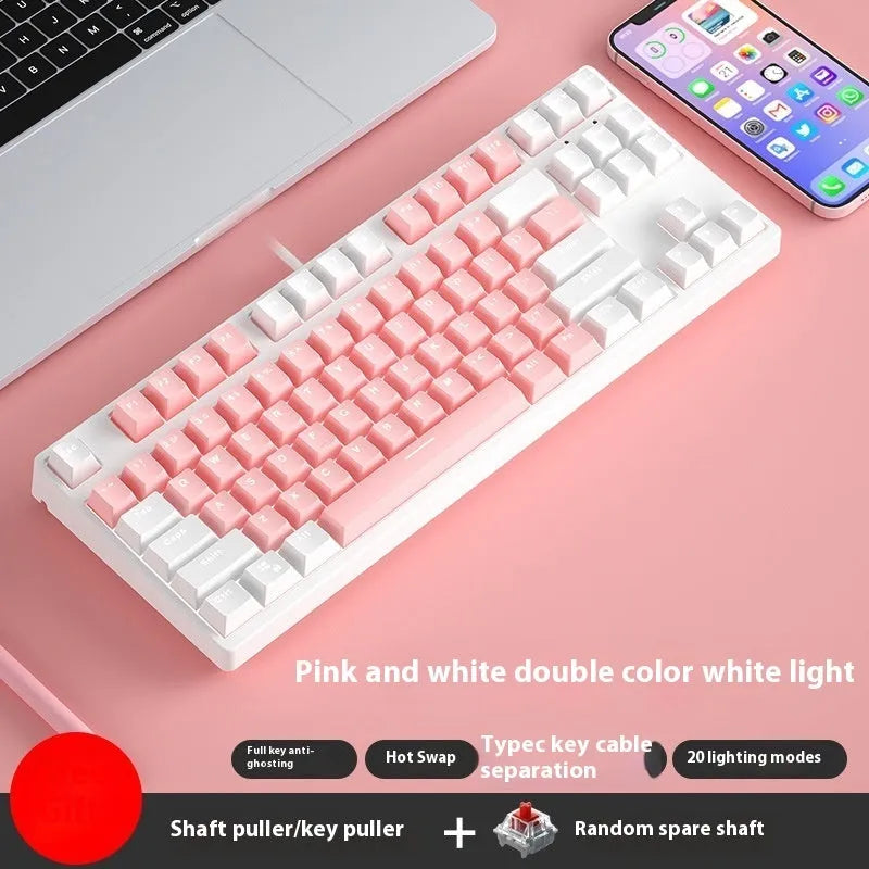 87-key mechanical gaming keyboard with dual-colour keycaps and hot-swappable switches