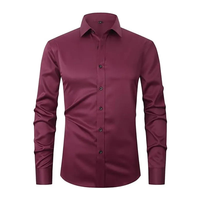 Men's stretch long sleeve work shirt in polyester fabric shown in multiple colour options