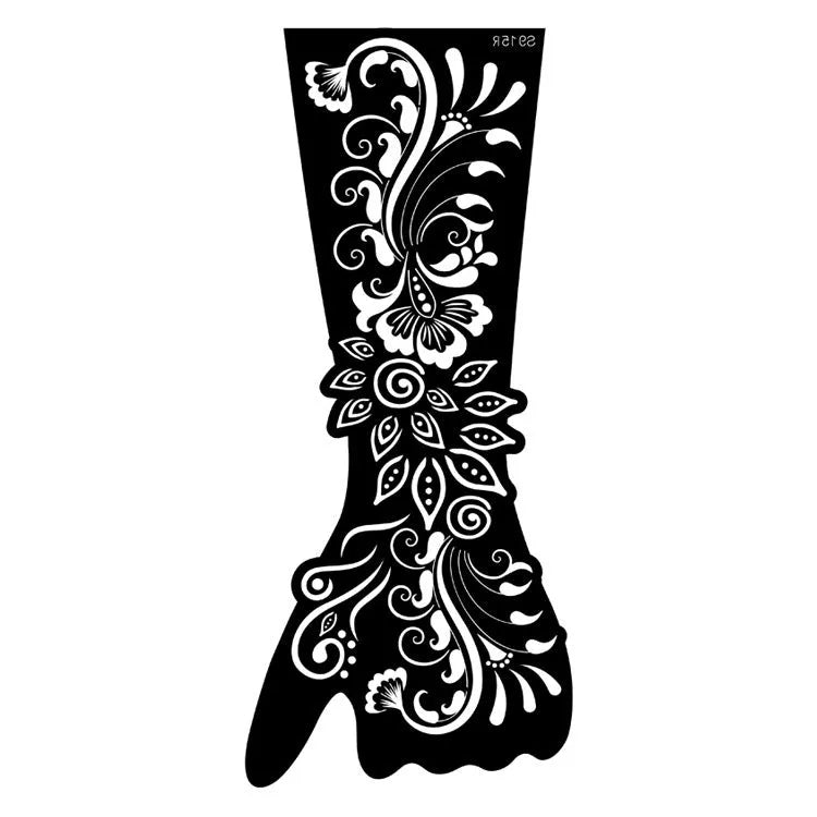 Geometric hollow template tattoo sticker with machine-cut edges and three-dimensional paper carving texture