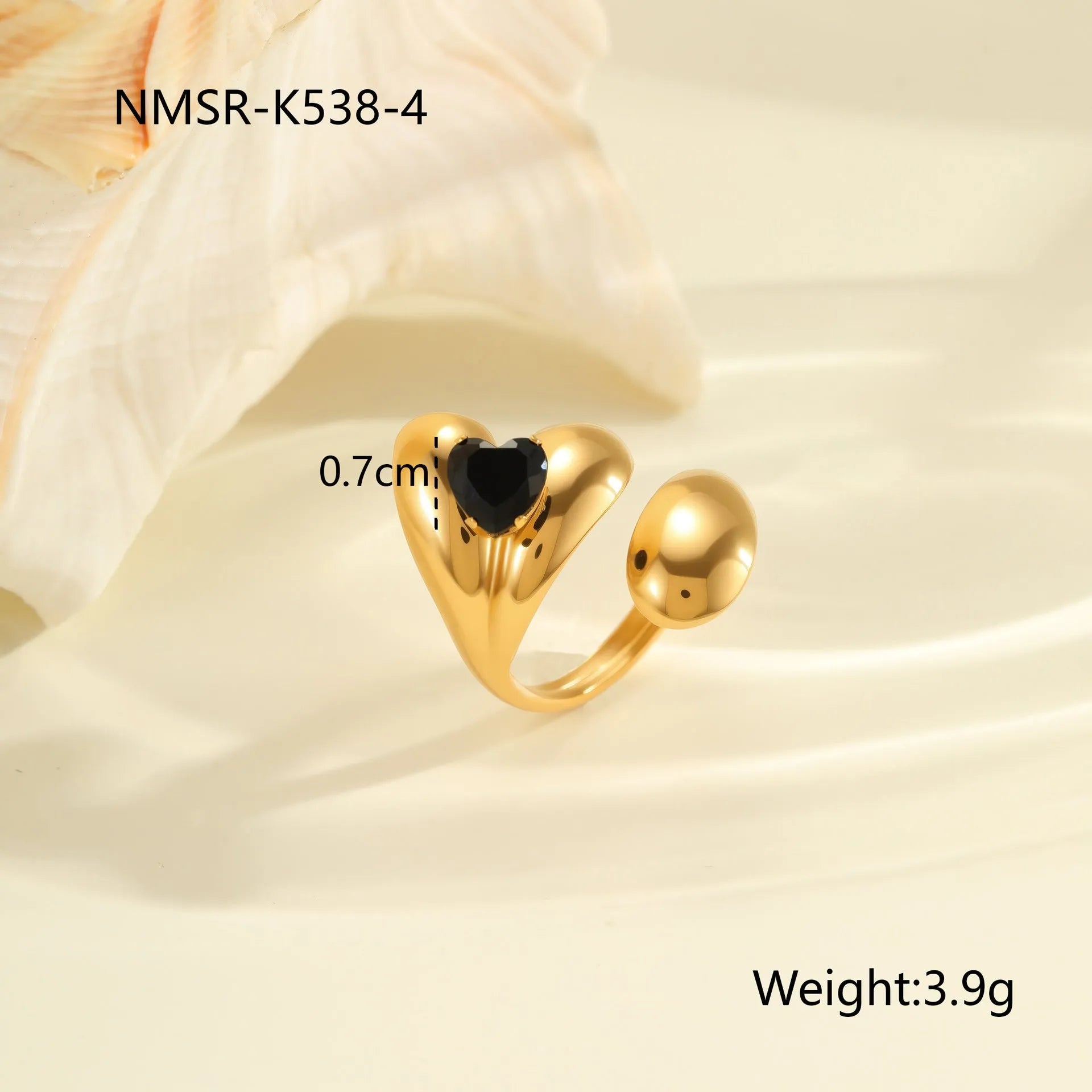 Geometric open mouth adjustable ring with inlaid zircon detailing on electroplated stainless steel