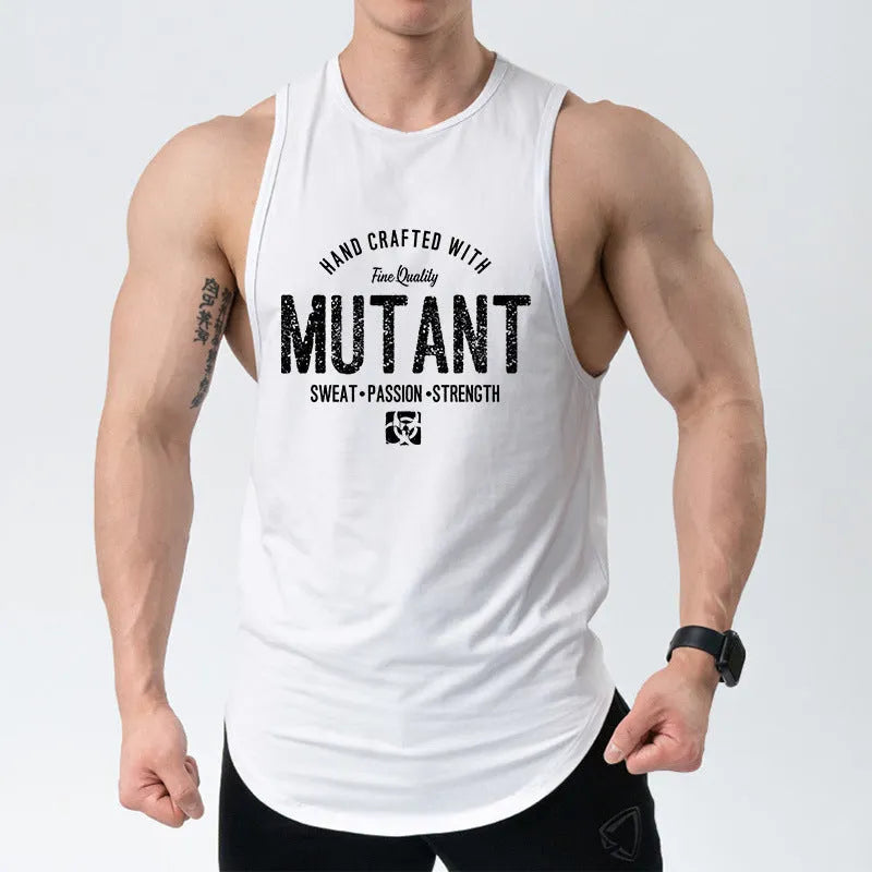 Loose fit polyester training waistcoat shirt for men's fitness workouts