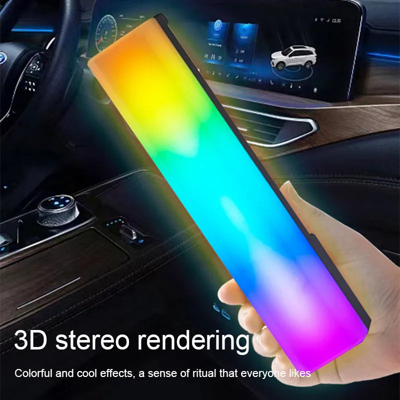 3D RGB tabletop ambience lamp with voice-activated rhythm lighting in black shell