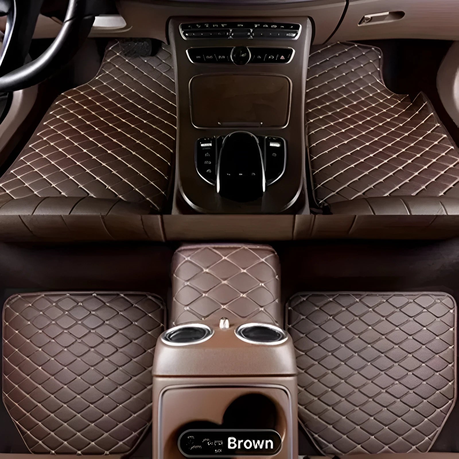 Simple Home leather car mat set five-piece foot pads general fit beige black coffee color wine red