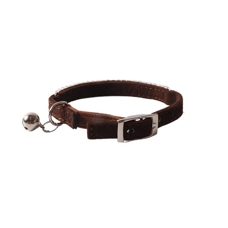 Soft flocking cat collar with elastic buckle in multiple colour options.