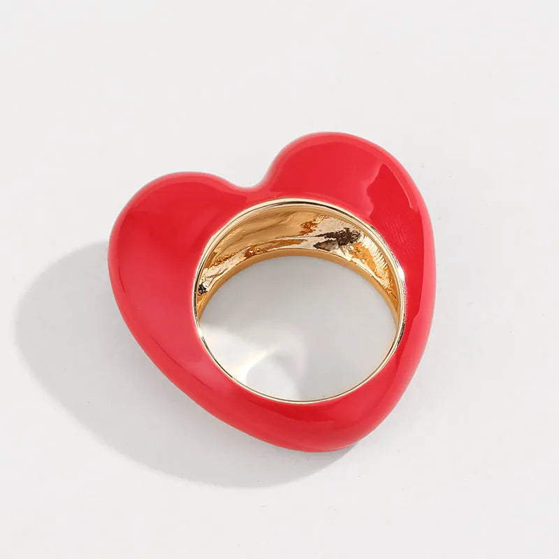 Original design heart-shaped ring with raised 3D enamel colour on a zinc alloy band.