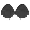 Black leather motorcycle anti kick pad set for seat protection, shown with dimensions.