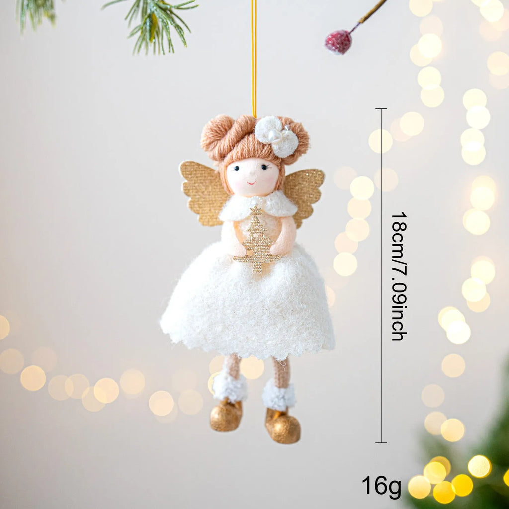 Pink and white cloth angel wings Christmas plush pendant ornament decoration