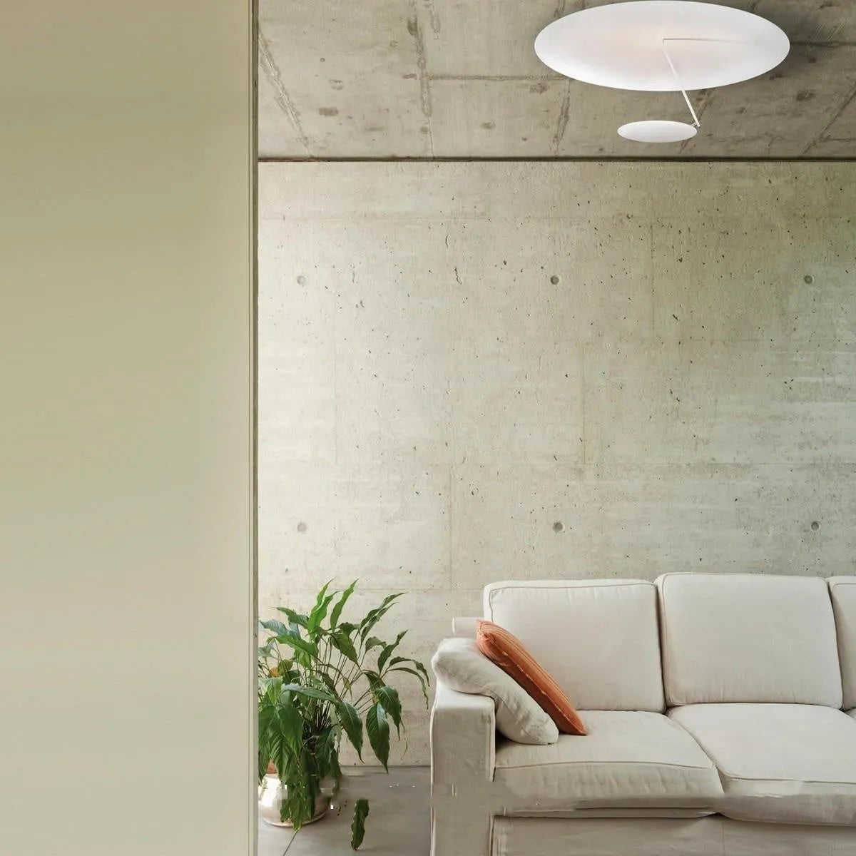 50cm diameter iron ceiling lamp in white or white gold finish with warm LED light