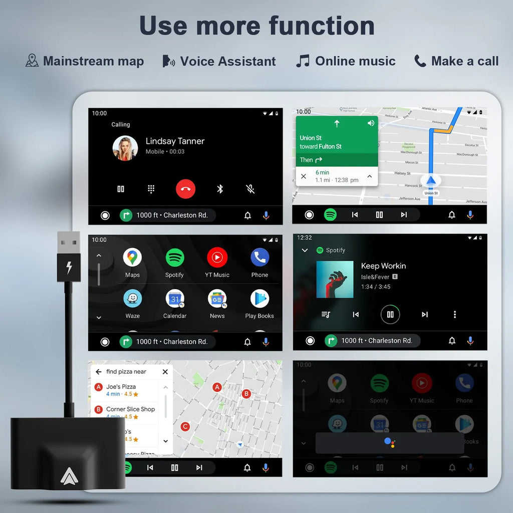 Wireless Android Auto car adaptor in black or white colour options