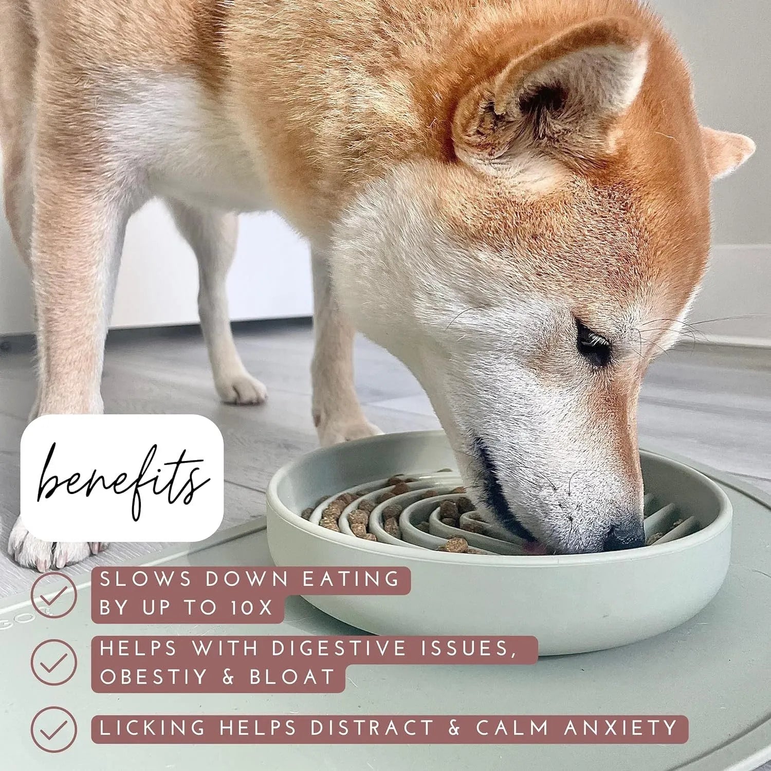 Silicone slow feeder dog bowl with ridges, shown in mustard green colour
