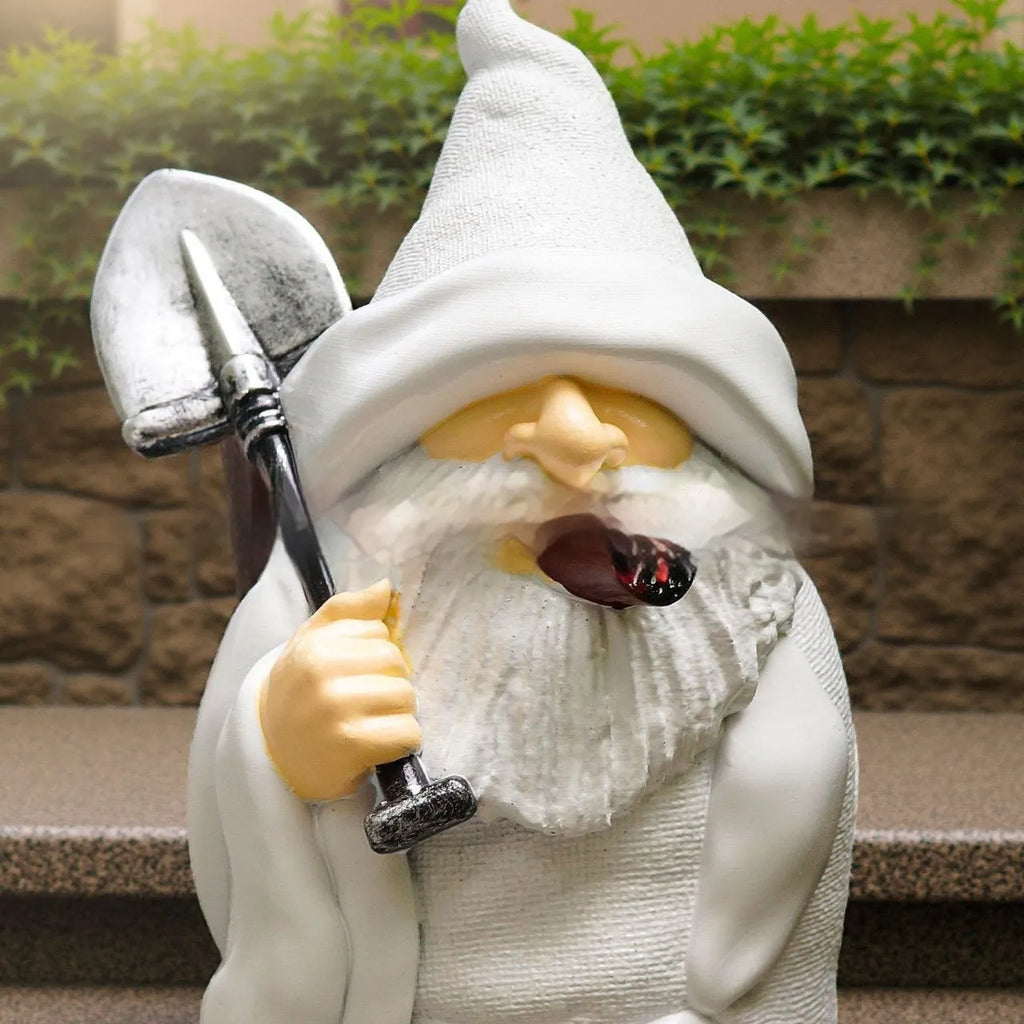 Christmas garden ornament with smoking shovel dwarf resin craft design