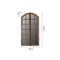Distressed wooden frame fake window wall mirror in log colour