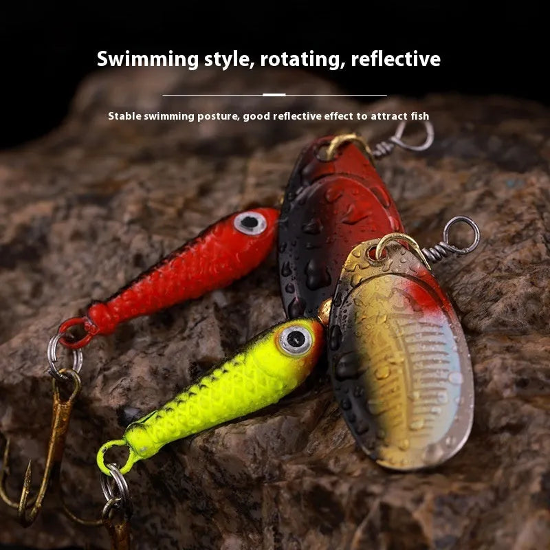 Metal rotating sequins hand-cranking composite simulation lure in blue colour with fishhook 9g 7cm